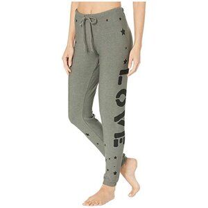 Chaser Love Stars Cozy Knit Lounge Pants - Safari Green - Size Small